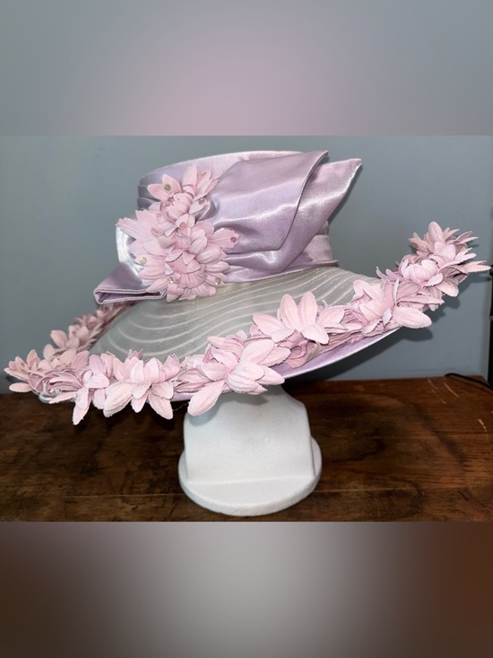 Whittall & Shon Accessories - Whittall & Shon Women’s Hat Elegant Purple Floral Wide Brim Derby Church